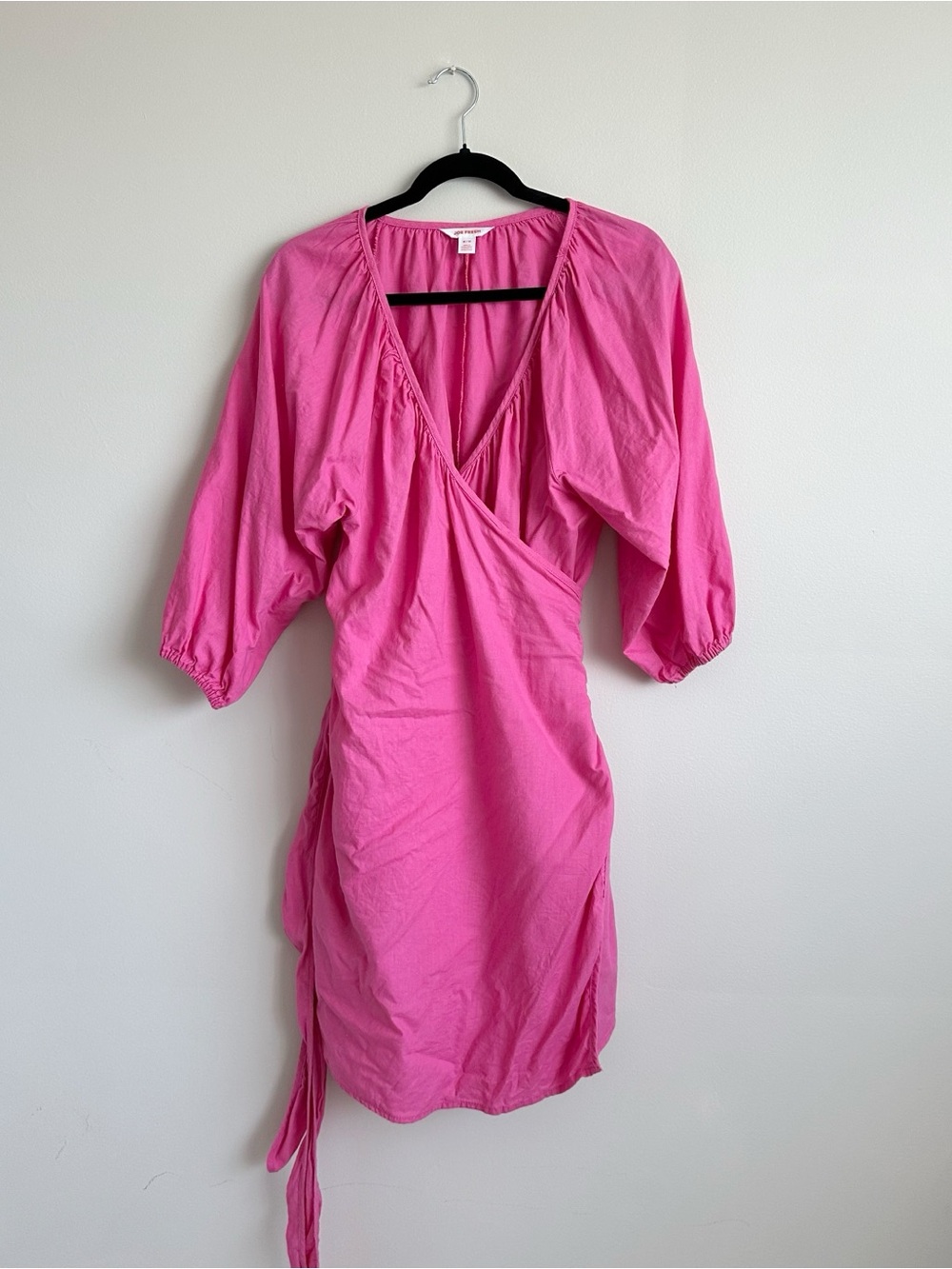 Joe Fresh Bright Hot Pink Cotton Wrap Dress with pockets M